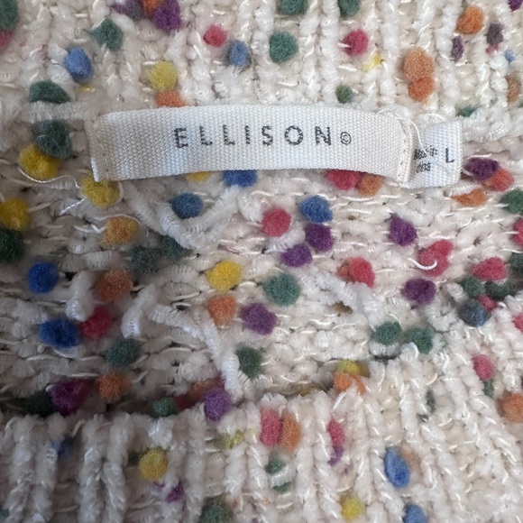 Ellison Birthday Cake Sprinkle Dot Pullover Cream Sweater Size Large - Picture 3 of 8